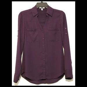 Dark Purple Slim Fit Portofino shirt from Express